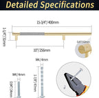 Knurled Cabinet Pulls 2 Pack, 16 Inch Long Cabinet Handles Metal Door Pulls, Kitchen Drawer Pull Knurled Dresser Handles - 10" Hole to Hole, Grey & Gold