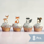 Forest Critters Painted Wooden Animal Cutout Shapes (1 Cupcake Set (bundle of 8))