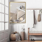 60x30 Inch Gold Bathroom Mirrors for Over Sink, Modern Rectangle Mirror, Large Framed Mirrors, Tempered Glass, Wall Mounted for Bedroom Living Room Horizontal/Vertical