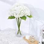Waipfaru 21" Real Touch White Hydrangea Artificial Flowers with Long Stem & Leaves, Full Latex Faux Hydrangea Flowers for Home Decor Party Floral Arrangements Wedding Bouquets Centerpieces, 5Pcs