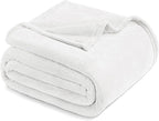 Exclusivo Mezcla Fleece Blanket King Size for Bed, Super Soft and Warm, All Season Use, Cozy, Plush, Lightweight, 90x104 Inches, Pure White
