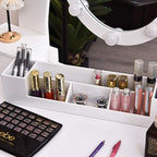 CHARMAID Makeup Vanity Table with Lighted Mirror, Vanity Desk with 10 LED Lights, Adjustable Brightness, 5 Drawers and Removable Storage Organizer, Bedroom Dressing Table with Stool (White)