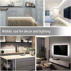 MYPLUS 32.8 FT White Strip Lights, Dimmable LED Tape Light 6500K Bright Daylight White, Flexible Under Cabinet Lights with 600 LEDs and UL Listed Safety Power Supply for Room,Kitchen and décor