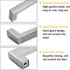 Cabinet Pulls Brushed Nickel Cabinet Handles Square Drawer Pulls, 40 Pack 11-1/3 Inch Stainless Steel Kitchen Door Cupboard Handles, Cabinet Hardware Drawer Handles, 288mm Hole Centers