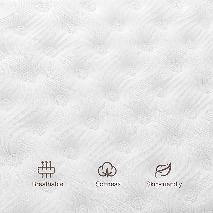 King Mattress, 12 Inch Hybrid Mattresses Eurotop with Gel Memory Foam,Motion Isolation Individually Wrapped Pocket Coils Breathable Comfort Soft Pressure Relief 100 Night Trial