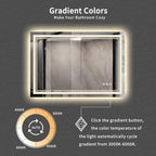 Bathroom Mirror, 44x30 Inch Gradient Front and Backlit Smart Mirror, 3 Colors Dimmable CRI>90 Double Lights, IP54 Enhanced Anti-Fog, Hanging Plates Wall Mount LED Mirror