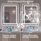 LED Bathroom Mirror 24"x 32" with Front and Backlight, Stepless Dimmable Wall Mirrors with Anti-Fog, Shatter-Proof, Memory, 3 Colors, LED Vanity Mirror(Horizontal/Vertical)