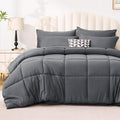 Love's cabin Twin XL Comforter Set Soot Grey, 5 Pieces Twin XL Bed in a Bag, All Season Bedding Sets with 1 Comforter, 1 Flat Sheet, 1 Fitted Sheet, 1 Pillowcase and 1 Pillow Sham