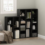 Furinno LUDER Book Shelf, 11-Cube Bookshelf, Reversible Bookcase, 9.4" x 29.1" x 41.7", for Living Room, Bedroom, Home Office, Blackwood
