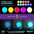 LOFTEK 6-inch LED Light Ball: Nursery Night Light with Remote Control, 16 RGB Color Changing & Dimming Rechargeable, Cordless Portable Floating Pool Lights for Kids or Decor