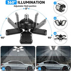 2-Pack LED Garage Lights 2 Pack-160W, 16000LM 6500K with 5+1 Deformable Panels, Indoor LED Shop Light Barn Light Garage Ceiling Lights, E26/E27 for Garages, Warehouse, Shop, Basement