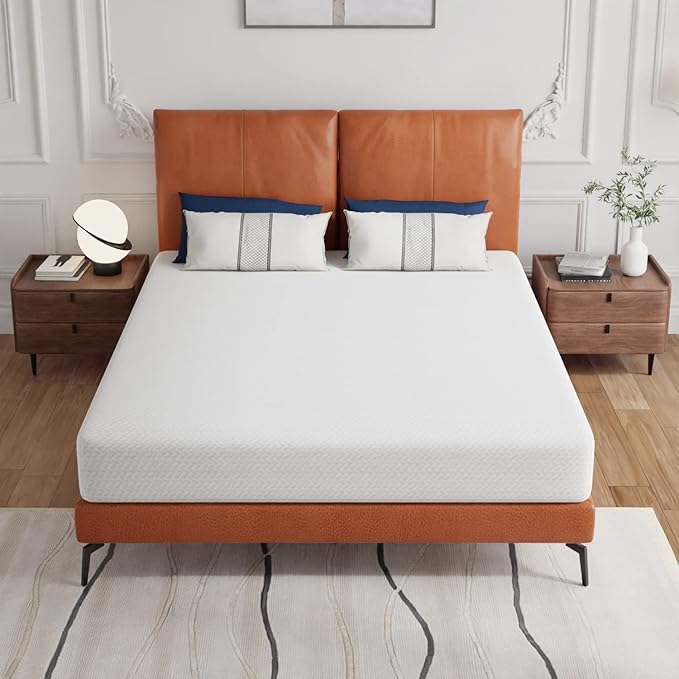 PayLessHere 8 inch Queen Memory Foam Mattress Cooling Gel Green Tea Infused Mattress,Fiberglass Free,CertiPUR-US Certified,Breathable Bed Mattress for Cooler Sleep Supportive,White Queen