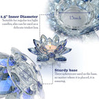 Crystal Lotus Flower Tealight Candle Holders/Glass Tea Light Candlestick Decor Decoration for Christmas Home Wedding Party… (Blue 1pc)