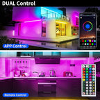 KSIPZE Led Lights for Bedroom 50ft Led Strip Lights with Remote RGB Color Changing Music Sync Bluetooth Smart App Control for Room Bedroom Lighting Flexible Home Décor