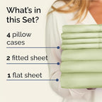 Split King 7 Piece Sheet Set - Comfy Breathable & Cooling - Soft Hotel Luxury Bedding Set with 8-16 Inch Deep Pockets - 1 Flat & 2 Fitted Sheet & 4 Pillowcases - Wrinkle Free & Easy Care - Light Sage