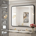 40X30 Inch Black Bathroom Mirror with LED Lights,Metal Frame Lighted Vanity Mirror,Anti Fog Design&Dimmable&Touch Switch, Wall Mounted Makeup Mirror for Home Decor(Horizontal/Vertical)