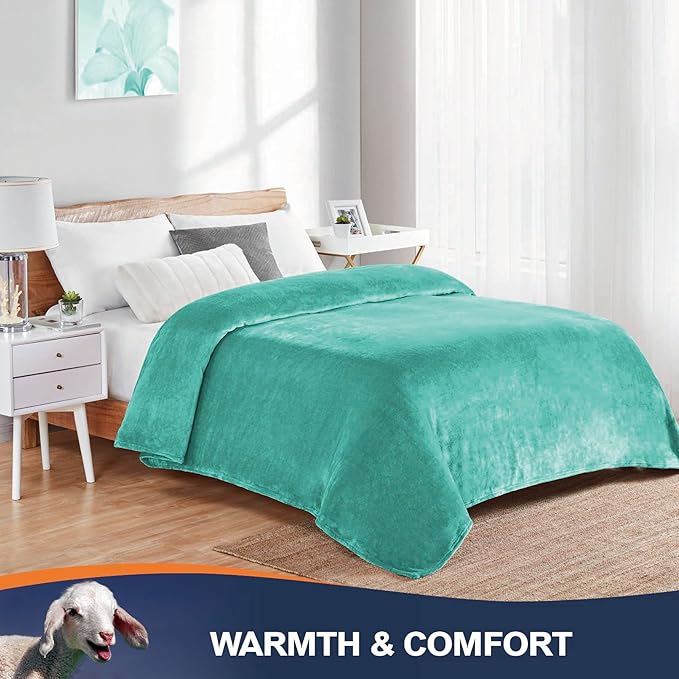 Walensee Fleece Blanket Plush Throw Fuzzy Lightweight (Throw Size 50x60 Turquoise) Super Soft Microfiber Flannel Blankets for Couch, Bed, Sofa Ultra Luxurious Warm and Cozy for All Seasons