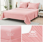 HYMOKEGE Rose Pink Twin XL Comforter Set Seersucker 5 Pieces, All Season Luxury Bed in a Bag for Bedroom, Bedding Set with Comforter, Sheets, Pillowcase & Sham