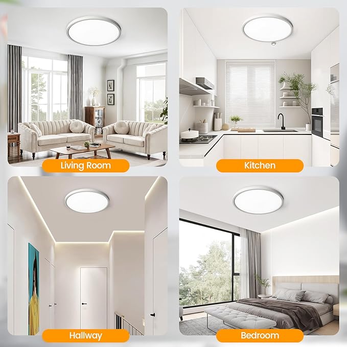 TALOYA 8 Pack 12 Inch Flush Mount LED Ceiling Light Fixture, White Sleek Ceiling Lamps for Kitchen Living Room Laundry, 3000K/3500K/4000K/5000K/6500K CCT Selectable, Easy to Install and Ultra Slim