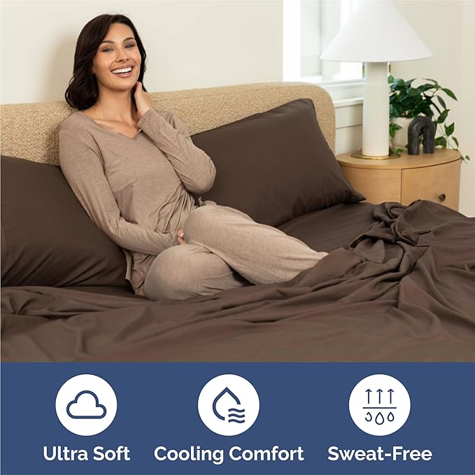 Twin 4 Piece Sheet Set - Comfy Breathable & Cooling - Ultra Soft Hotel Luxury Bedding Set with 8-16 Inch Deep Pockets - 1 Flat & 1 Fitted Sheet & 2 Pillowcases - Cozy, Wrinkle Free & Easy Care - Brown
