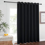 NICETOWN Room Separating Divider, Room Divider Curtain Screen Partition, Function Thermal Blackout Patio Door Curtain Panel, Sliding Door Insulated Curtain, Black, 12.5ft Wide x 7ft Long