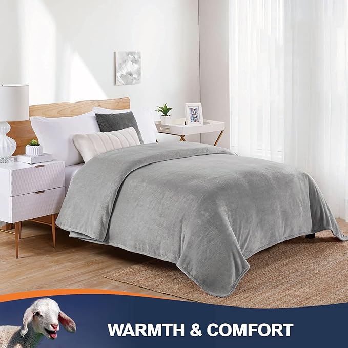 Walensee Fleece Blanket Plush Throw Fuzzy Lightweight Super Soft Microfiber Flannel Blankets for Couch, Bed, Sofa Ultra Luxurious Warm and Cozy for All Seasons (Ash Grey, 90"x90")