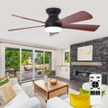 DINGLILIGHTING Ceiling Fans with Lights for Bedroom: 42 Inch Walnut Low Profile Ceiling Fan with Light and Remote Indoor Outdoor