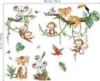 decalmile Jungle Animal Tree Branch Wall Decals Safari Animal Monkey Koala Wall Stickers Baby Nursery Kids Bedroom Living Room Wall Decor