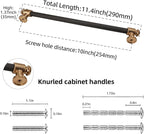 10 Pack 10 inch(254mm) Matte Black and Champagne Bronze Kitchen Cabinet Handles Knurled Cabinet Pulls Black Drawer Pulls Kitchen Cabinet Hardware Kitchen Handles