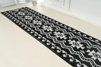 Custom Length Cut to Size Tribal Ethnic Southwestern Inspired Hallway Runner Rug, Non Slip Rubber Backed, 31 inch Wide X Customized Length, Aztec Black, 31 inch X 11 feet