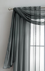 LINENZONE Pair of 2 Rod Pocket Long Window Treatments. Great Farmhouse Style Sheer Curtains for Living Room, Bedroom, Dining Room, Patio or Canopy Bed. (Amazing Sheers - 56" W x 96" L, Charcoal)
