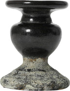 Creative Co-Op 2-Tone Sculptural Terracotta Pillar Candle Holder, Distressed Black