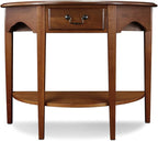Salem Demilune Solid Wood Console Table with Drawer and Shelf, Medium Oak Brown, Perfect for Entryways, Hallways, and Living Rooms – Leick Home, 9036-MED