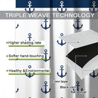 Anchor Pattern Curtains, Nautical Theme Navy Blue White Anchor Sea Life Adventure Print Blackout Window Treatments for Living Room Boys Men's Bedroom 84x84in