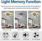 Ceiling Fan with Lights Remote Control, Black Modern Ceiling Fan with Light, 3 Light Color 6 Speeds Low Profile Flush Mount Ceiling Fan for Kitchen Bedroom Living Room
