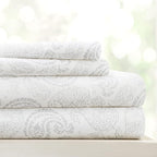Linen Market Double-Brushed Patterned Microfiber Full Sheet Set 4 Piece – Oeko-TEX Certified Ultra Soft & Wrinkle-Free - 16" Deep Pocket Sheets - Easy Care Full Size - Coarse Paisley Light Gray