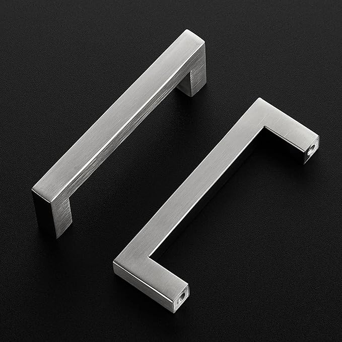 Ravinte 10 Pack Brushed Nickel Kitchen Cabinet Handles 4 Inch Cabinet Pulls Square Kitchen Hardware for Cabinet Drawer Pulls Drawer Handles Come with Screwdriver