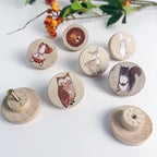 Animal Wood Dresser Cabinet Drawer Knobs Round Unique Decorative Wooden Drawer Knobs for Kids Cabinets (8, Log color1)