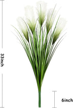 Vlorart 33" Artificial Plants 6 Pack Onion Tall Grass Greenery, Faux Fake Grass Shrubs Plant Flowers Wheat Grass for House Home Indoor Outdoor Office Room Gardening Indoor Décor-White