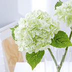 Waipfaru 4Pcs Real Touch Hydrangea Artificial Flowers, Green & White Fake Hydrangea Flowers, 21" Lifelike Latex Faux Hydrangea Flowers for Wedding Bouquet Home Decor Centerpieces