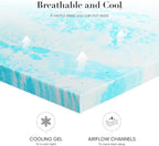 DUMOS Mattress Toppers Memory Foam Full, 2 Inch Thick Bed Topper Pad Cooling Gel Infused Soft Comfy Padding Breathable for Sleeper Sofa Couch RV Camper, CertiPUR-US Certified, Blue