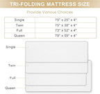 Folding Memory Foam Mattress, 4" Tri-fold with Breathable Washable Bamboo Fiber Cover, Foldable Guest Bed for Camping, Road Trip, Queen