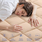 OLANLY Full Quilted Fitted Mattress Pad – Soft Pillow Top Mattress Topper, Down Alternative Fill, Cooling Comfort Breathable Mattress Cover, Machine Washable Deep Pocket Mattress Protector, Beige