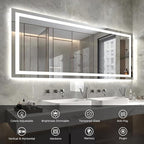 72X32 LED Bathroom Mirror with Lights, Anti-Fog, Dimmable, Backlit + Front Lit, Smart Bathroom Vanity Mirror, Memory Function, Shatterproof, Tempered Glass (Horizontal/Vertical)