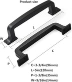 Khtumeware 10 Pack 3-3/4 Inch Matte Black Cabinet Handles - Drawer Pulls for Kitchen, Cupboard, Hardware