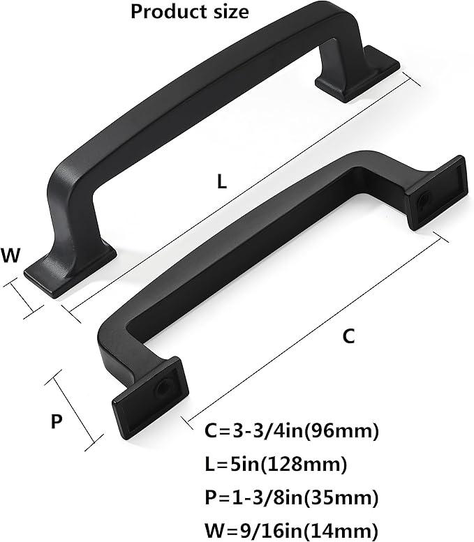 Khtumeware 20 Pack 3-3/4 Inch Cabinet Handles - Matte Black Pulls for Drawers, Cabinets, Cupboards - Kitchen Hardware