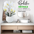 Large Artificial Orchids with Ceramic Pot, Faux Orchids for Living Room, Bathroom, Kitchen, Home, Hotel Indoor Decor (17'' White)