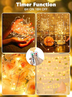 4 Pack Fairy Lights Battery Operated with Remote Control Timer, LED String Lights Outdoor Indoor Decorations, 8 Modes Twinkle Lights for Christmas Party Wedding Birthday Bedroom Décor (Warm White)