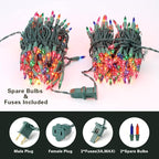 ODEETRONIC Multicolor Christmas Lights, 21.63ft 100 Count Incandescent holiday Lights Connectable, 120V UL Certified Mini Christmas Tree Light for Xmas, Party, House Indoor & Outdoor Decor, Green Wire