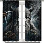 Fantasy Norse Viking Curtains,Cool Gothic Vintage Vikings Mystical Symbol Eagle Window Treatments Thermal Insulated Rod Pocket Blackout Drapes for Bedroom 2 Panels 72L x 31.5W